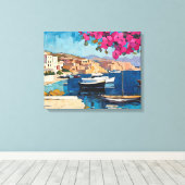 Toile Large mer Méditerranée Tranquil Harbour (Insitu (Plancher de Bois))