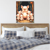 Toile L'art du cochon - Mère et porcelets (Insitu(Chambre))