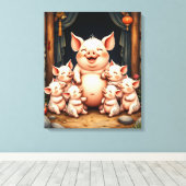 Toile L'art du cochon - Mère et porcelets (Insitu (Plancher de Bois))