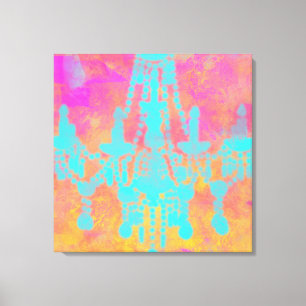 Toile L'art du lustre en rouge et en or,