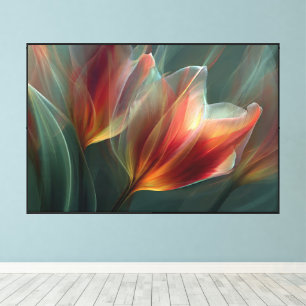 Toile L'art floral abstrait dans les tulipes arc-en-ciel