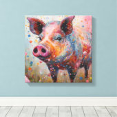 Toile L'art moderne coloré du cochon (Insitu (Plancher de Bois))