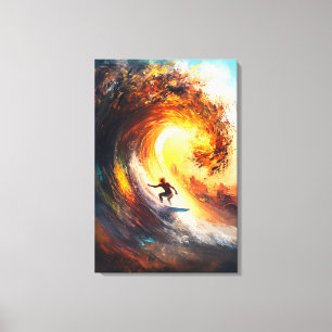 Toile L'art sportif dynamique du surf sur vague extrême