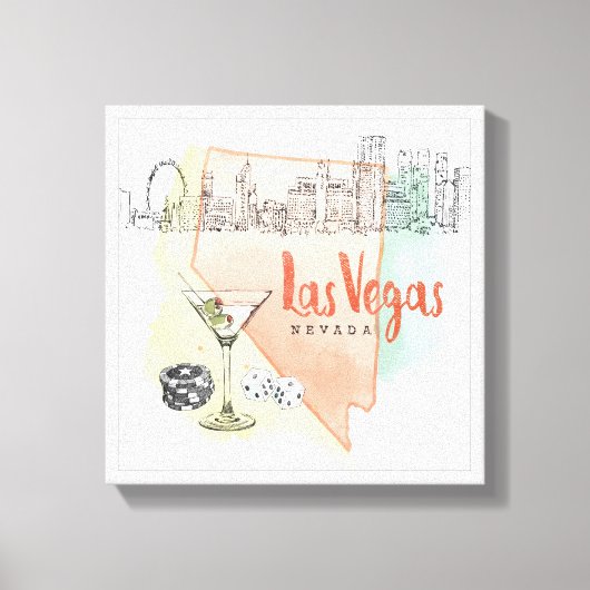 Toile Las Vegas, Nevada | Image d'esquisse d'aquarelle (Recto)