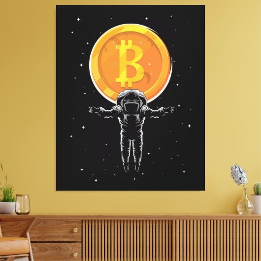 Toile L'astronaute Bitcoin à la lune - Crypto Bitcoin (Insitu(Salon))
