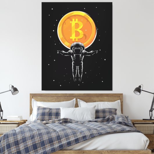 Toile L'astronaute Bitcoin à la lune - Crypto Bitcoin (Insitu(Chambre))