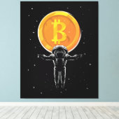 Toile L'astronaute Bitcoin à la lune - Crypto Bitcoin (Insitu (Plancher de Bois))