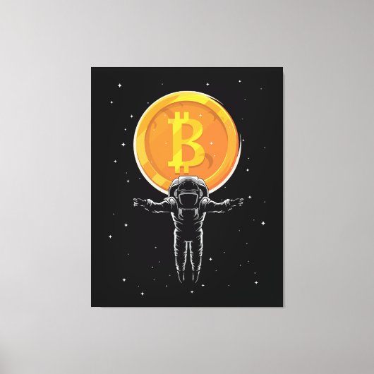 Toile L'astronaute Bitcoin à la lune - Crypto Bitcoin (Recto)