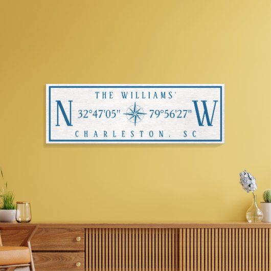 Toile Latitude Longitude Personalized Family Name Wrap (Insitu(Salon))