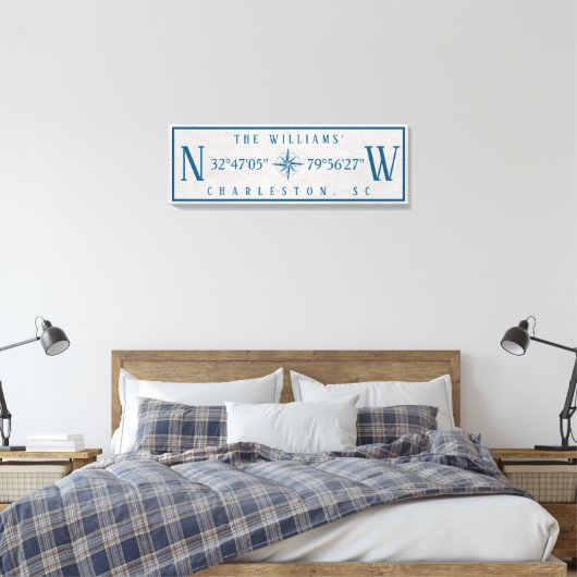 Toile Latitude Longitude Personalized Family Name Wrap (Insitu(Chambre))