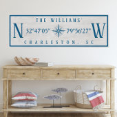 Toile Latitude Longitude Personalized Family Name Wrap