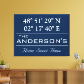 Toile Latitude personnalisée Longitude Nom de famille Ad (Insitu(Salon))