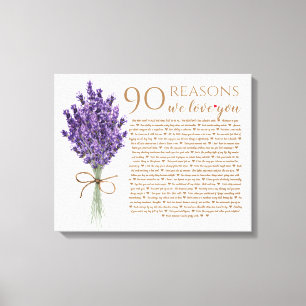 Toile lavande 90 raisons nous vous aimons grand-mère ann