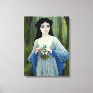 Toile Lave-encre illustration de la belle femme à Woods