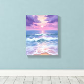Toile Lavender Purple Beach Sunset Watercolor (Insitu (Plancher de Bois))