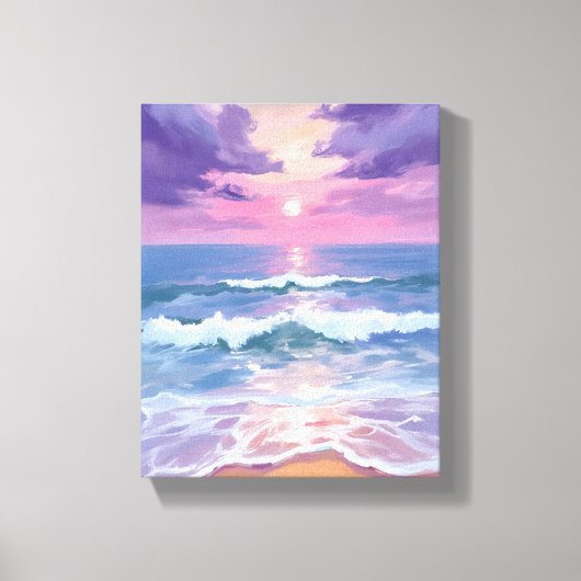 Toile Lavender Purple Beach Sunset Watercolor (Recto)