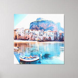 Toile ldp CEFALÙ - Sicile - plage - panorama