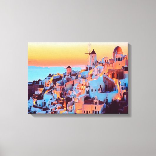 Toile ldp SANTORINI - panorama - par nuit (Recto)