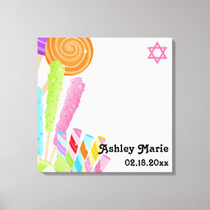 Toile Le bat mitzvah de thème de sucrerie signent dedans