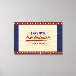 Toile Le bat mitzvah VINTAGE de barre de BASE-BALL