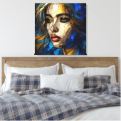 Toile Le bleu et l'élégance dorée - L'IA en hausse (Insitu(Chambre))