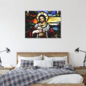 Toile Le Bon Pasteur; Jésus sur le vitrail (Insitu(Chambre))