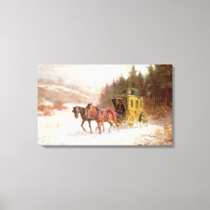 Toile Le car de courrier dans la neige