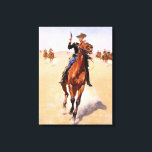 Toile Le cavalier par Frederic Remington<br><div class="desc">The Trooper,  oeuvre populaire de l'artiste américain Frederic Remington,  1902.</div>