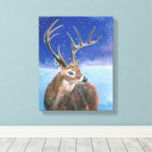 Toile Le cerf rouge (Cervus elaphus) et l'hiver (Insitu (Plancher de Bois))