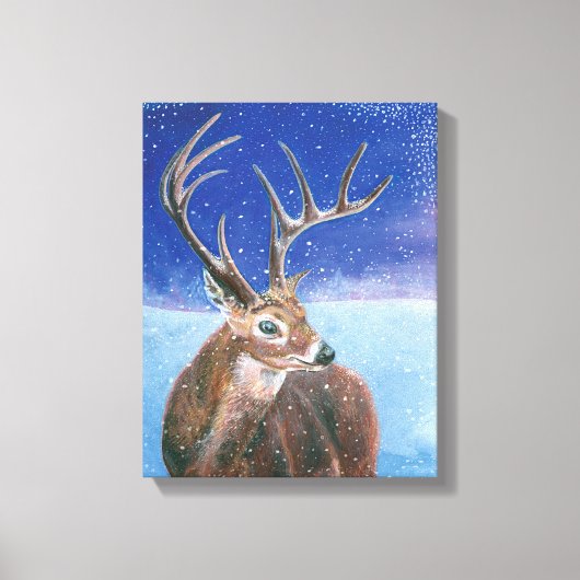 Toile Le cerf rouge (Cervus elaphus) et l'hiver (Recto)