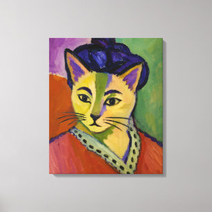 Toile Le chat à rayure verte – Inspiré du Fauvisme de Ma