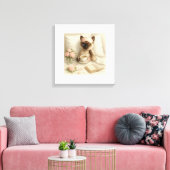 Toile Le chat boit du café au lit (Insitu(Salon))