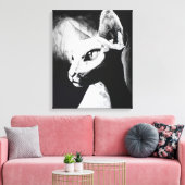Toile Le Chat Sphynx Cheveux Kitty Black White Peinture (Insitu(Salon))