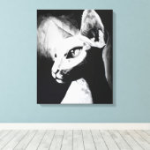 Toile Le Chat Sphynx Cheveux Kitty Black White Peinture (Insitu (Plancher de Bois))