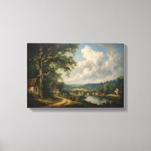 Toile Le chemin des voyageurs à travers la vallée ensole