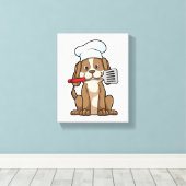 Toile Le chien cuisinier avec le casquette et la spatule (Insitu (Plancher de Bois))
