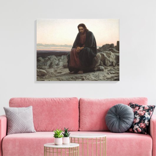 Toile Le Christ dans le désert (par Ivan Kramskoi) (Insitu(Salon))