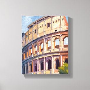 Toile Le Colisée Rome Aquarelle Voyage