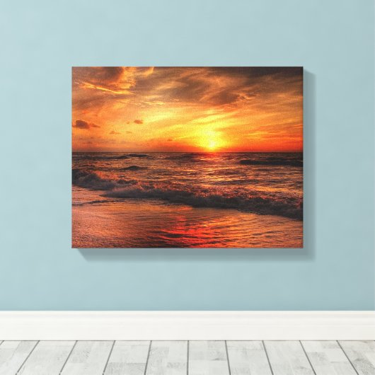 Toile Le coucher de soleil le plus parfait à la plage (Insitu (Plancher de Bois))