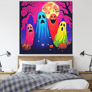 Toile Le design de la fête d'Halloween de Neon Ghosts