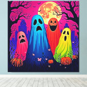 Toile Le design de la fête d'Halloween de Neon Ghosts (Insitu (Plancher de Bois))