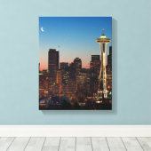 Toile Le drapeau américain vole entre la lune montante (Insitu (Plancher de Bois))