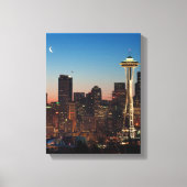 Toile Le drapeau américain vole entre la lune montante (Recto)