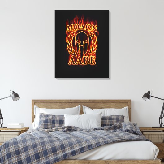 Toile Le guerrier spartiate Molon Labe en flammes (Insitu(Chambre))