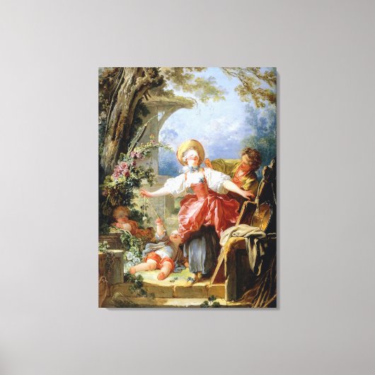 Toile Le jeu de l'Homme Aveugle de Jean-Honoré Fragonard (Recto)