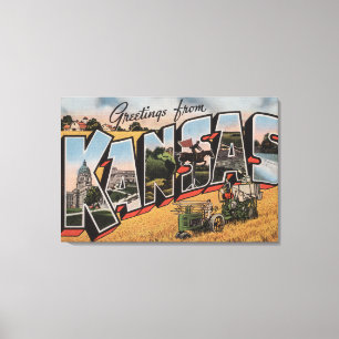 Toile Le Kansas (scène de garant de tracteur et de foin