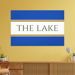 Toile LE LAC Bleu Blanc Orange Brown Racing Stripes