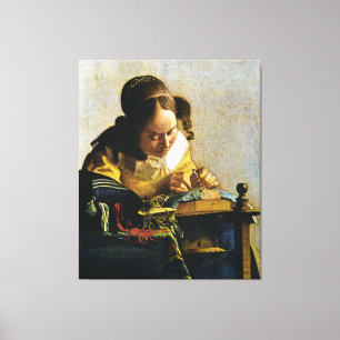 Toile Le Lacemaker de Johannes Vermeer (circa 1670)