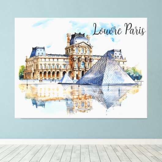 Toile Le Louvre et sa pyramide emblématique (Insitu (Plancher de Bois))