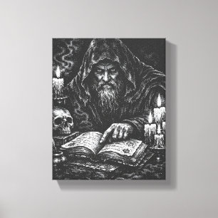 Toile Le Magicien Étudiant le Grimoire — par BurnsInHell